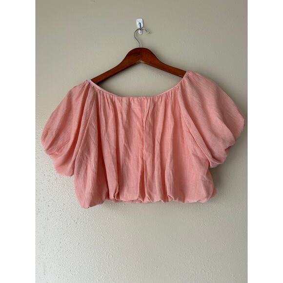 Vestique Peach Short Sleeve Cropped Bubble Top Size Small - Picture 8 of 10